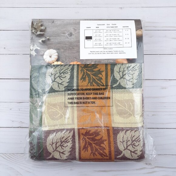 Middleton Home Fabric Tablecloth Fall Leaves 60x102 Cotton - Picture 2 of 2